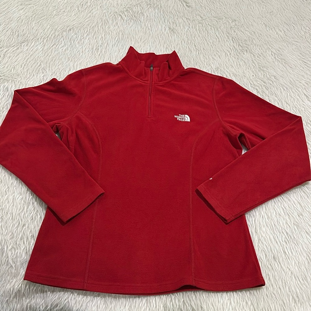 The north face TKA 100 red half zip fleece sweater size large